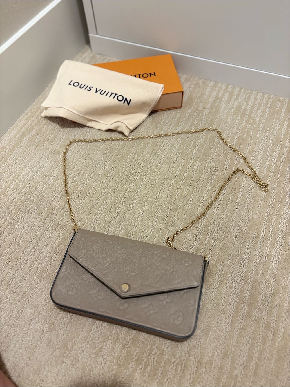 Louis Vuitton Taupe Embossed Monogram Envelope Clutch - Picture 3 of 6